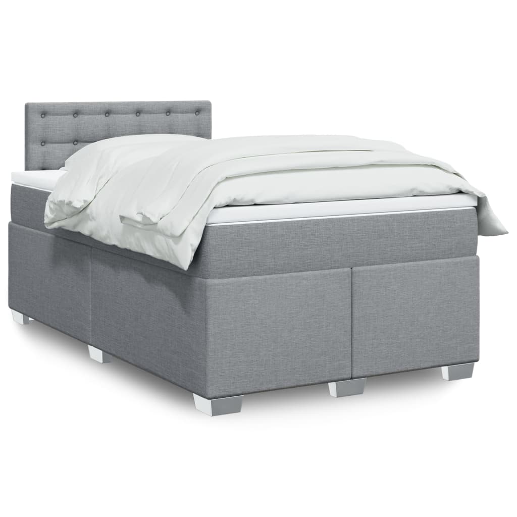 Box Spring Bed with Mattress Light Grey 120x190 cm Fabric