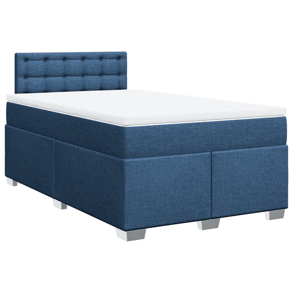 Box Spring Bed with Mattress Blue 120x190 cm Fabric