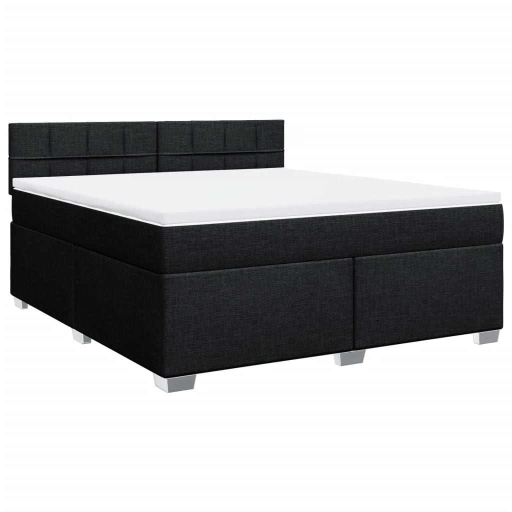 Box Spring Bed with Mattress Black 180x200 cm Fabric