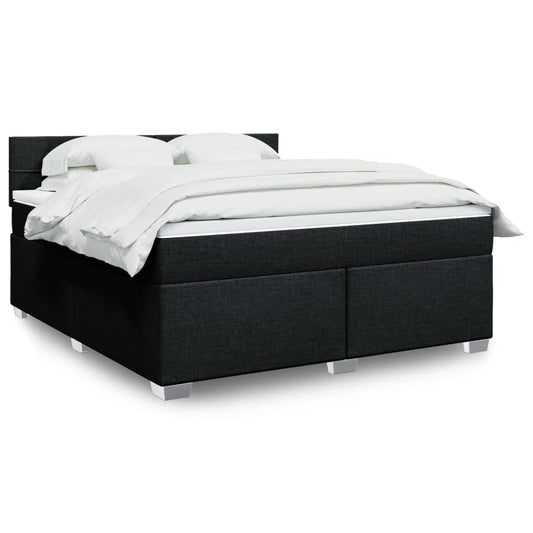 Box Spring Bed with Mattress Black 180x200 cm Fabric