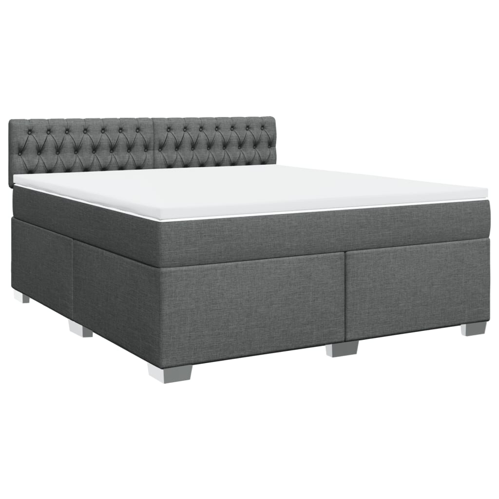 Box Spring Bed with Mattress Dark Grey 180x200 cm Fabric