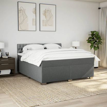 Box Spring Bed with Mattress Dark Grey 180x200 cm Fabric