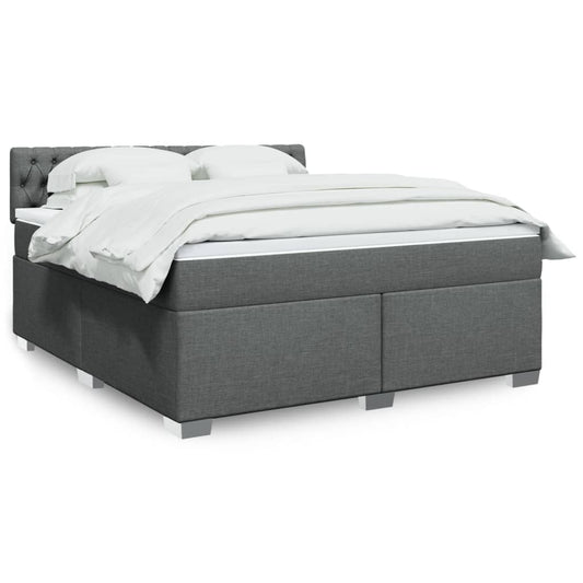 Box Spring Bed with Mattress Dark Grey 180x200 cm Fabric