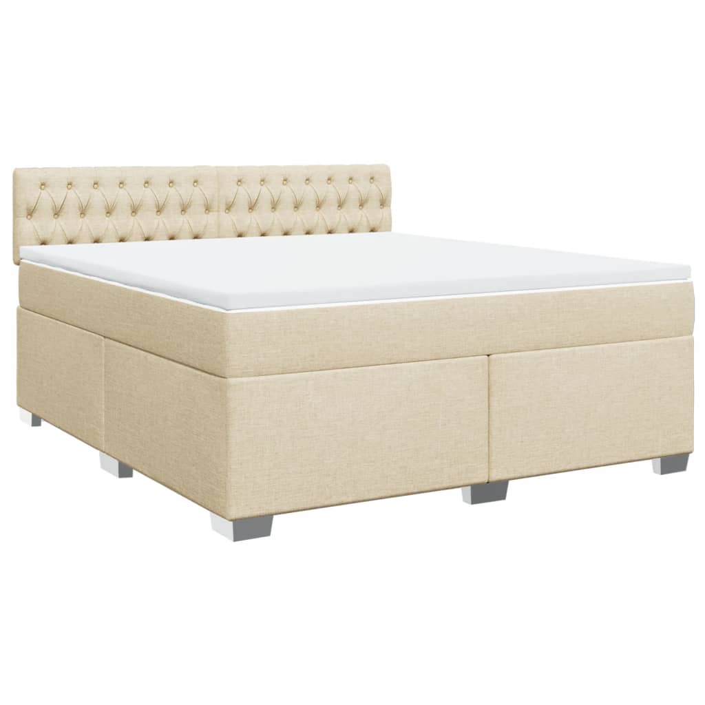 Box Spring Bed with Mattress Cream 180x200 cm Fabric