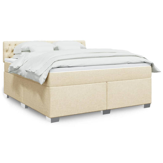 Box Spring Bed with Mattress Cream 180x200 cm Fabric