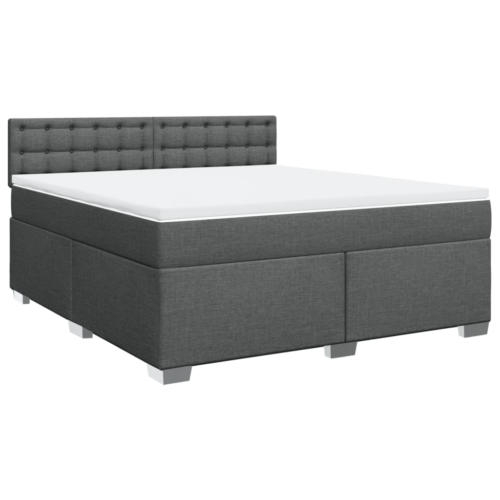 Box Spring Bed with Mattress Dark Grey 180x200 cm Fabric