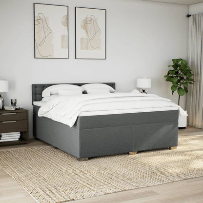 Box Spring Bed with Mattress Dark Grey 180x200 cm Fabric