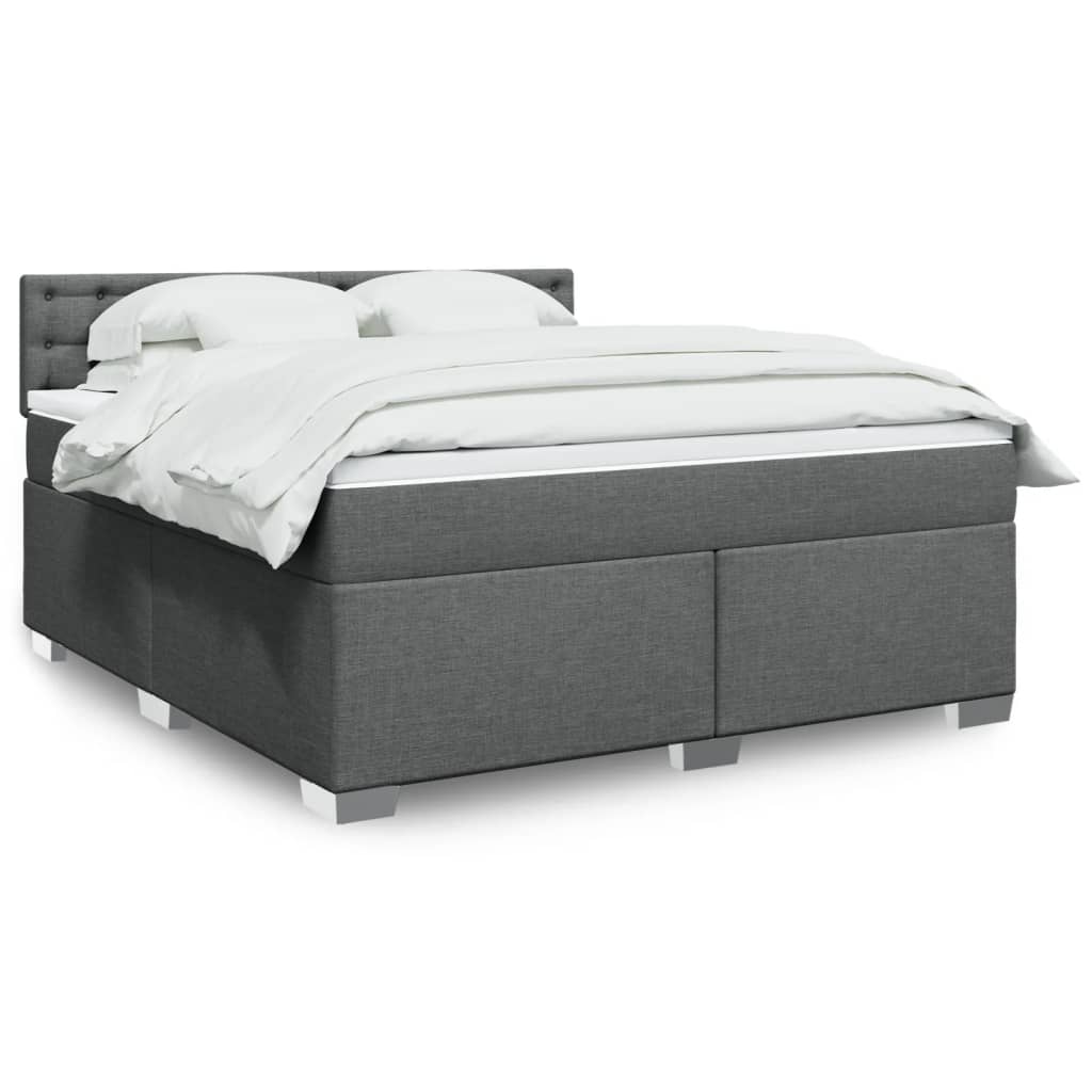 Box Spring Bed with Mattress Dark Grey 180x200 cm Fabric