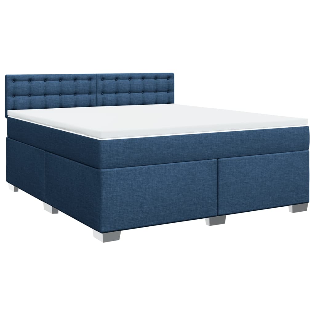 Box Spring Bed with Mattress Blue 180x200 cm Fabric