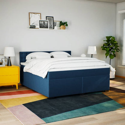 Box Spring Bed with Mattress Blue 180x200 cm Fabric