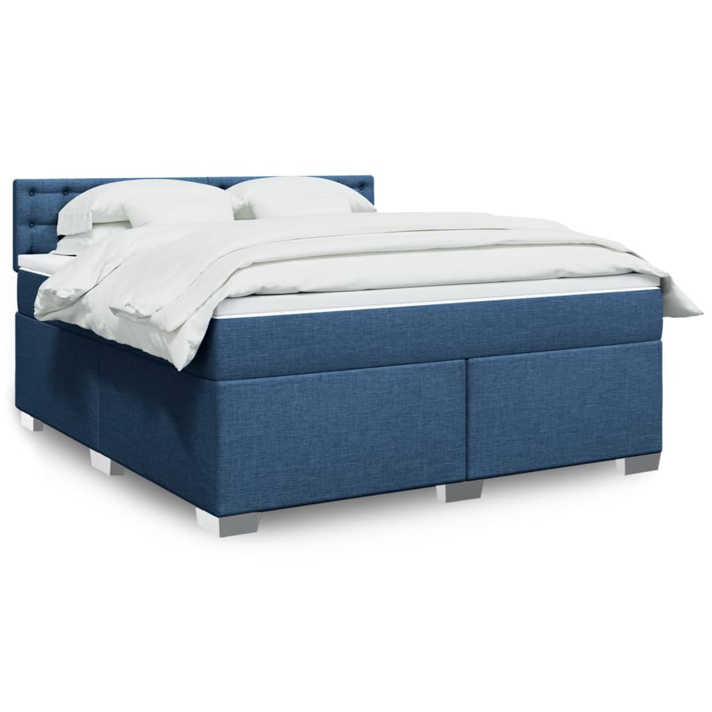 Box Spring Bed with Mattress Blue 180x200 cm Fabric