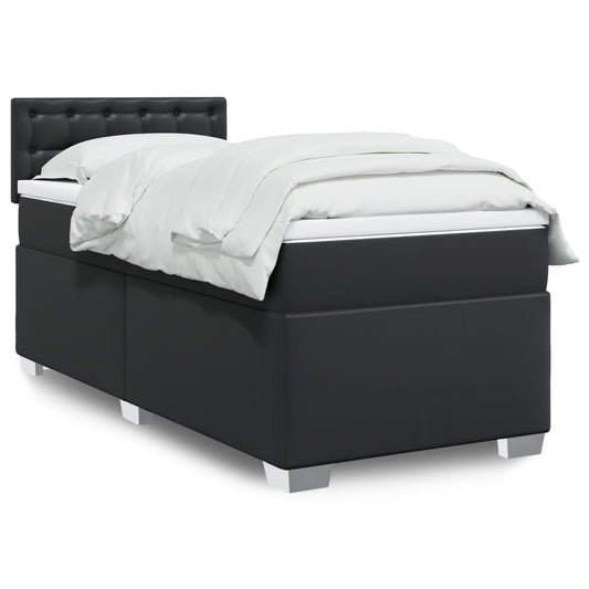 Box Spring Bed with Mattress Black 90x190 cm Faux Leather