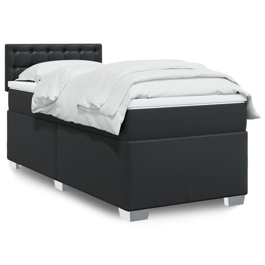 Box Spring Bed with Mattress Black 90x200 cm Faux Leather