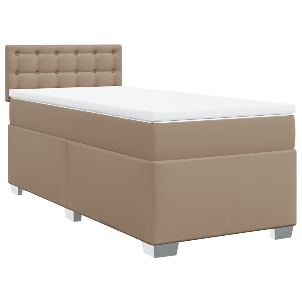 Box Spring Bed with Mattress Cappuccino 90x200 cm Faux Leather