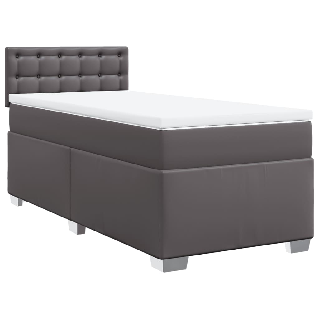 Box Spring Bed with Mattress Grey 100x200 cm Faux Leather