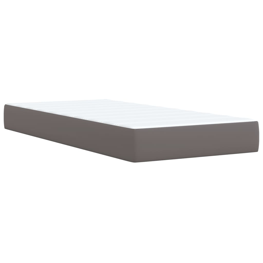 Box Spring Bed with Mattress Grey 100x200 cm Faux Leather