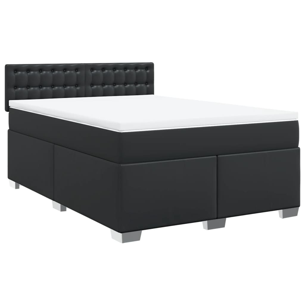 Box Spring Bed with Mattress Black 140x200 cm Faux Leather