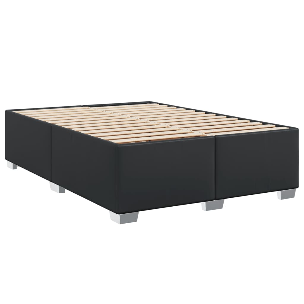 Box Spring Bed with Mattress Black 140x200 cm Faux Leather