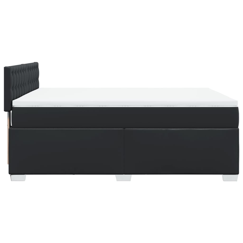 Box Spring Bed with Mattress Black 140x200 cm Faux Leather