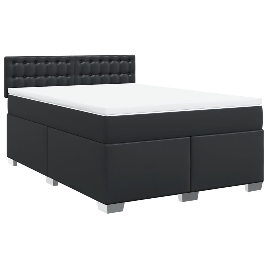 Box Spring Bed with Mattress Black 160x200 cm Faux Leather