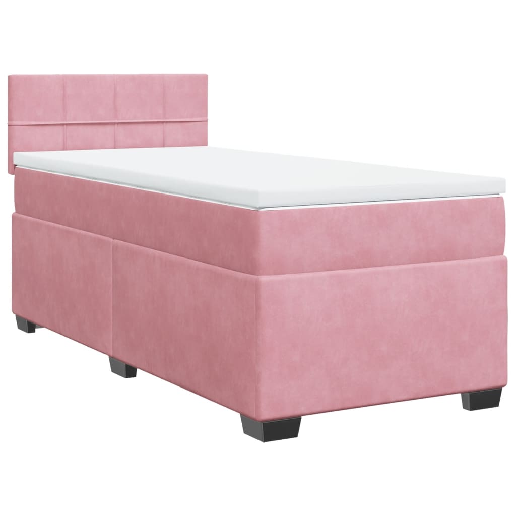 Box Spring Bed with Mattress Pink 80x200 cm Velvet