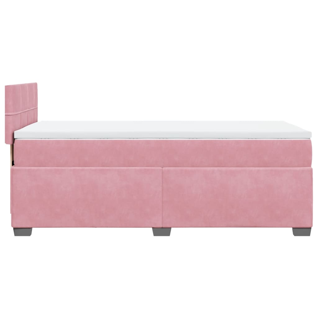 Box Spring Bed with Mattress Pink 80x200 cm Velvet