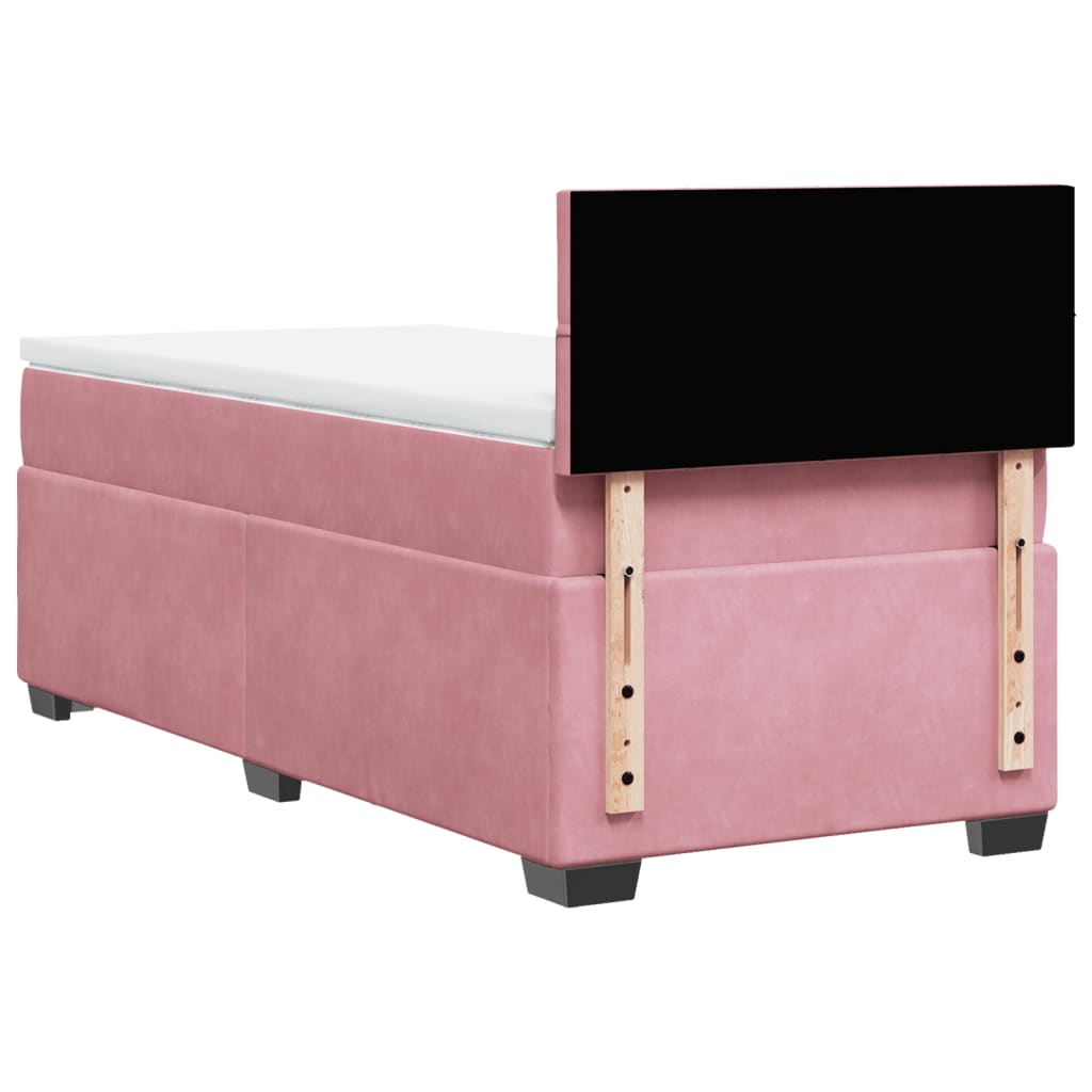 Box Spring Bed with Mattress Pink 80x200 cm Velvet