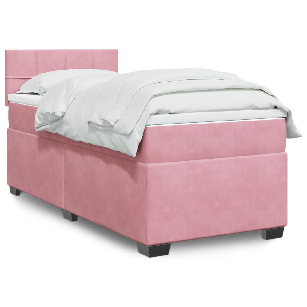 Box Spring Bed with Mattress Pink 80x200 cm Velvet