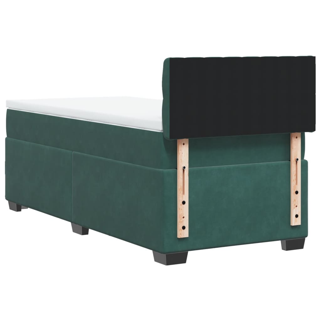 Box Spring Bed with Mattress Dark Green 80x200 cm Velvet