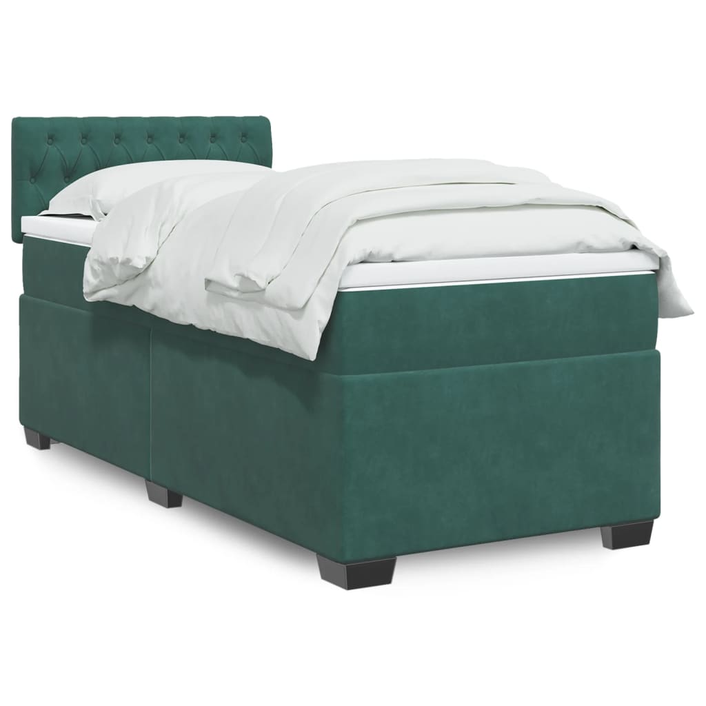 Box Spring Bed with Mattress Dark Green 80x200 cm Velvet