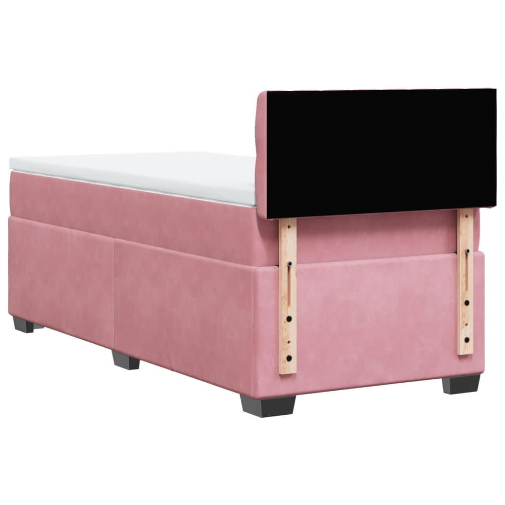 Box Spring Bed with Mattress Pink 80x200 cm Velvet