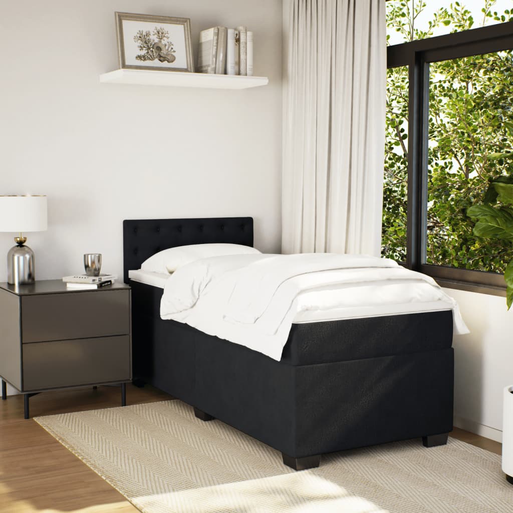 Box Spring Bed with Mattress Black 80x200 cm Velvet