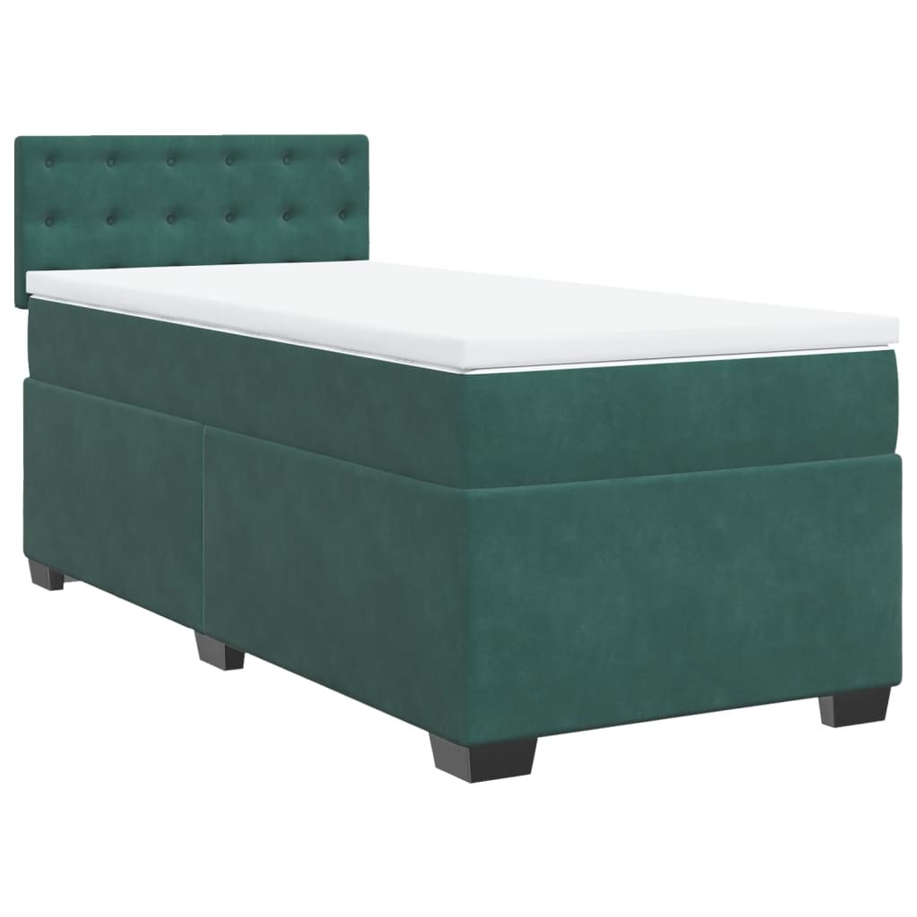 Box Spring Bed with Mattress Dark Green 80x200 cm Velvet