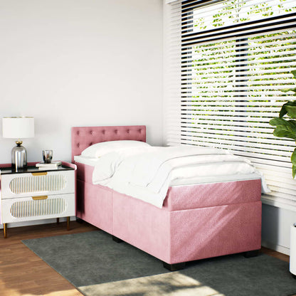 Box Spring Bed with Mattress Pink 80x200 cm Velvet