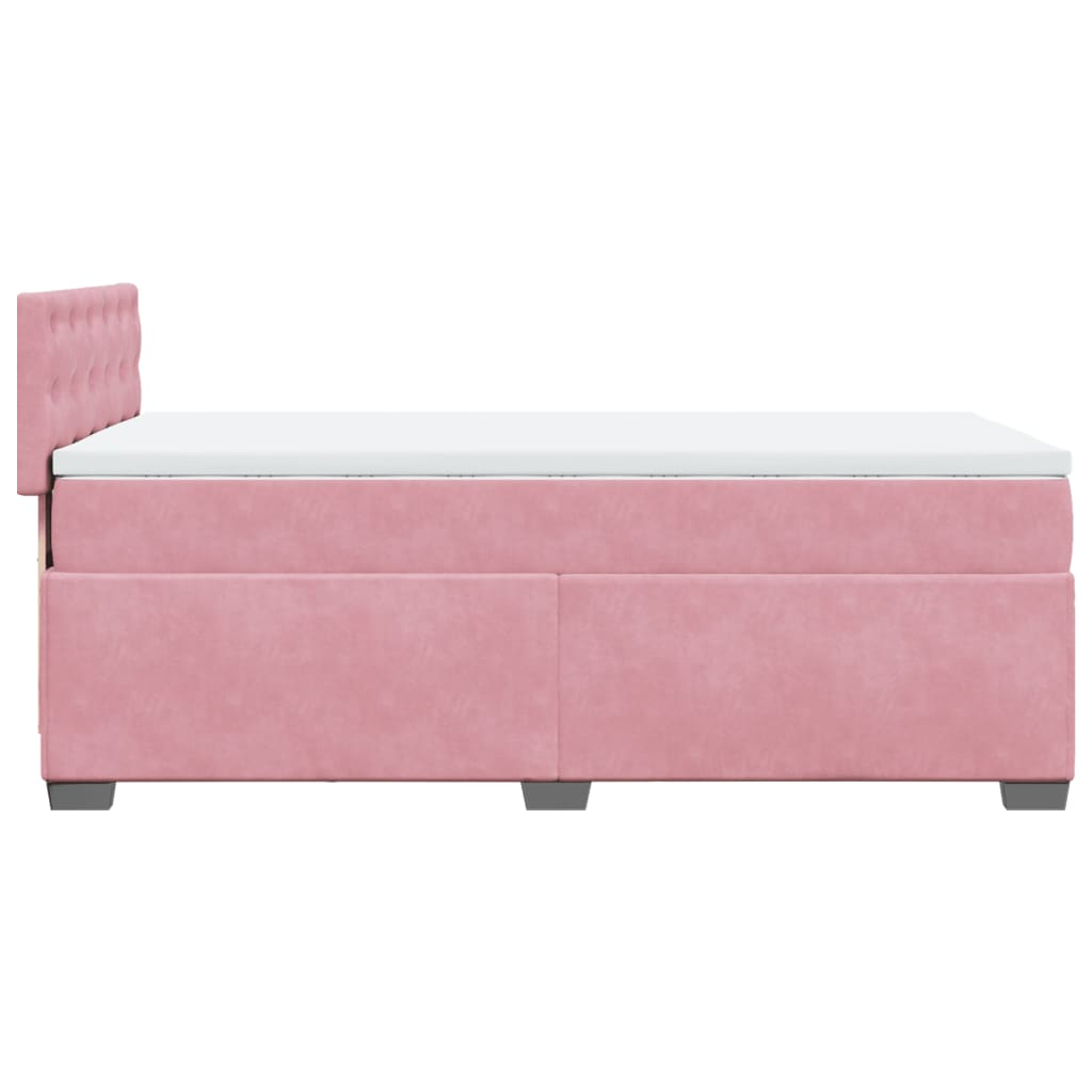 Box Spring Bed with Mattress Pink 80x200 cm Velvet