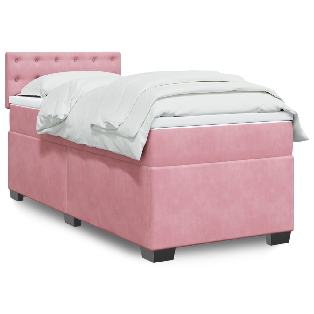 Box Spring Bed with Mattress Pink 80x200 cm Velvet