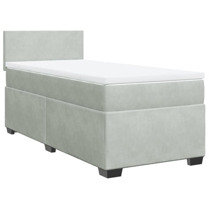 Box Spring Bed with Mattress Light Grey 90x190 cm Velvet