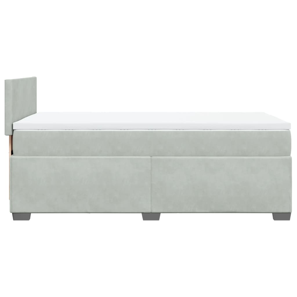 Box Spring Bed with Mattress Light Grey 90x190 cm Velvet