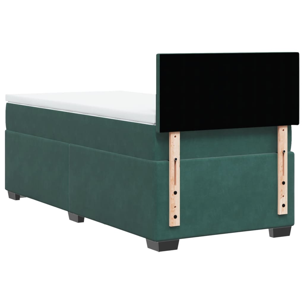 Box Spring Bed with Mattress Dark Green 90x190 cm Velvet