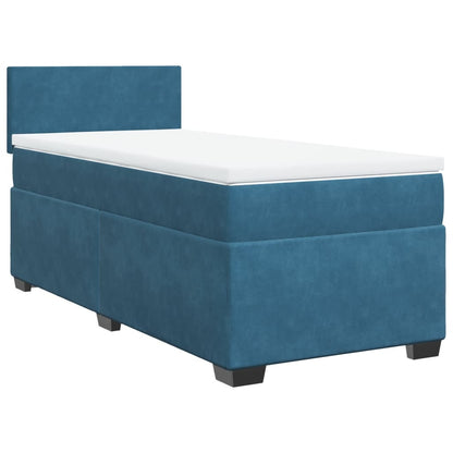 Box Spring Bed with Mattress Dark Blue 90x190 cm Velvet