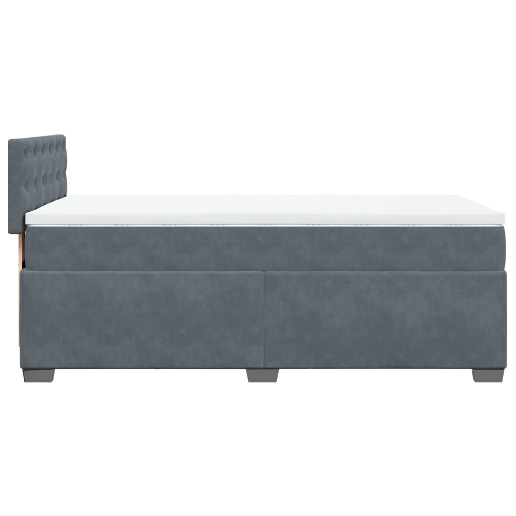 Box Spring Bed with Mattress Dark Grey 90x190 cm Velvet