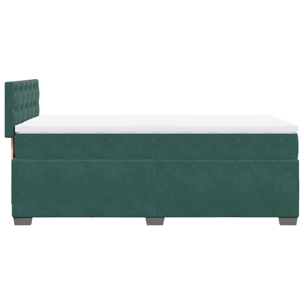 Box Spring Bed with Mattress Dark Green 90x190 cm Velvet