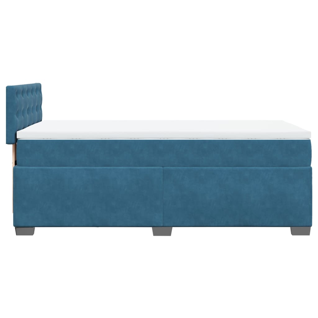 Box Spring Bed with Mattress Dark Blue 90x190 cm Velvet