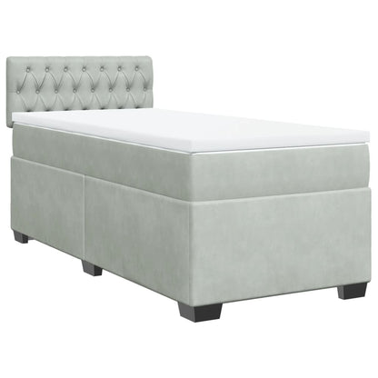 Box Spring Bed with Mattress Light Grey 90x190 cm Velvet