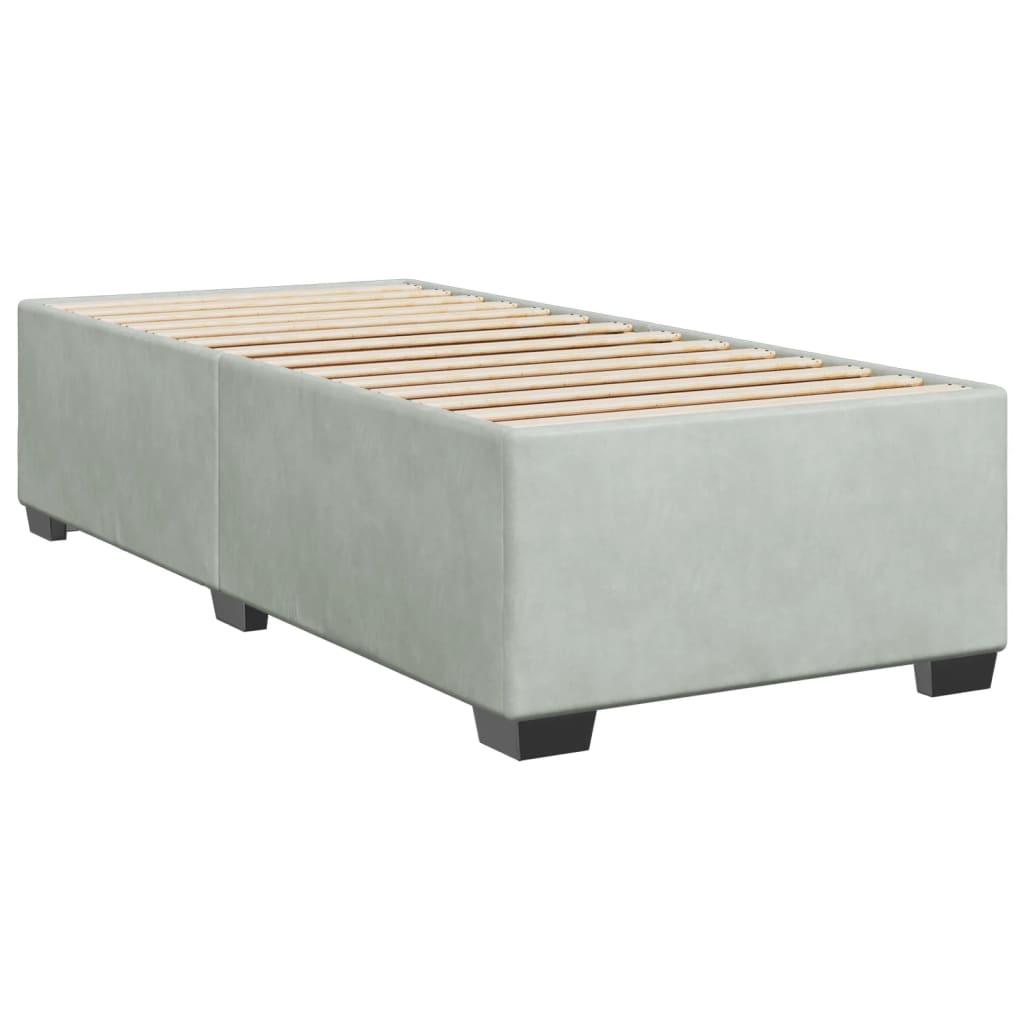 Box Spring Bed with Mattress Light Grey 90x190 cm Velvet