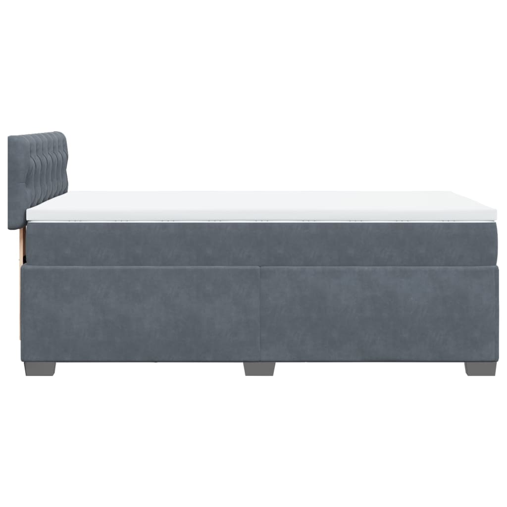 Box Spring Bed with Mattress Dark Grey 90x190 cm Velvet