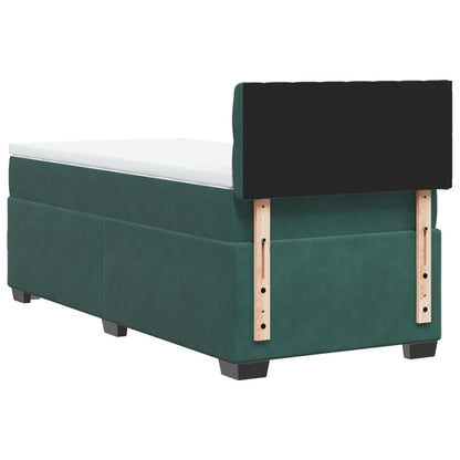 Box Spring Bed with Mattress Dark Green 90x190 cm Velvet