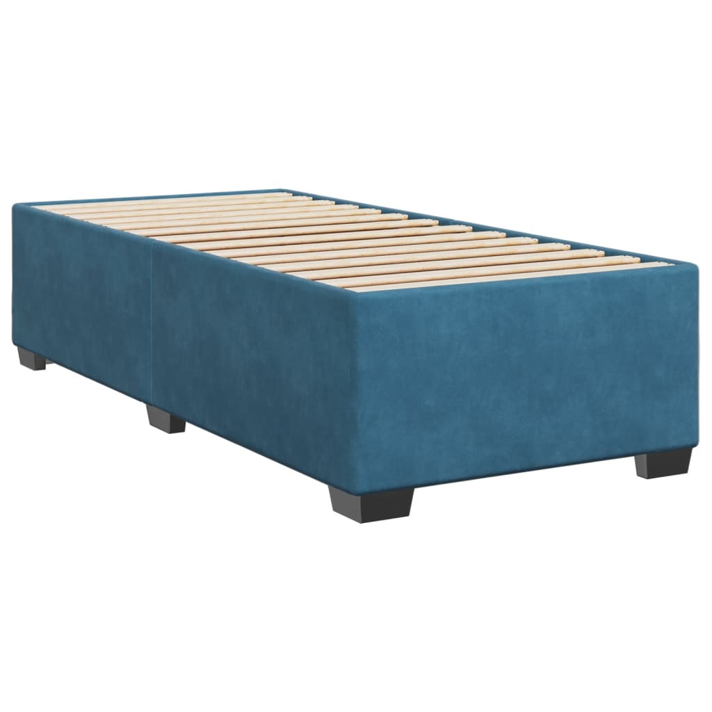 Box Spring Bed with Mattress Dark Blue 90x190 cm Velvet