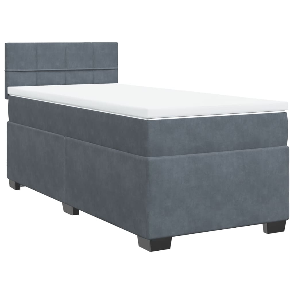 Box Spring Bed with Mattress Dark Grey 90x190 cm Velvet