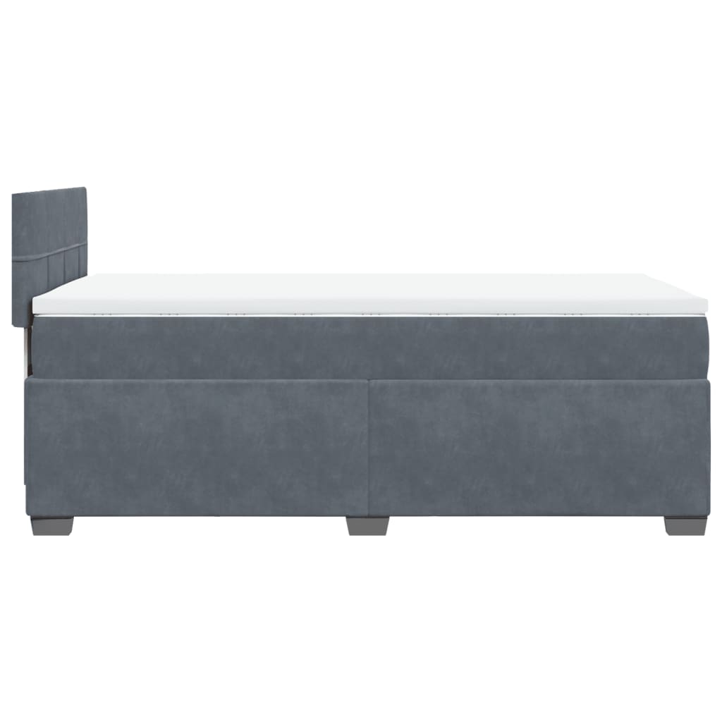 Box Spring Bed with Mattress Dark Grey 90x190 cm Velvet